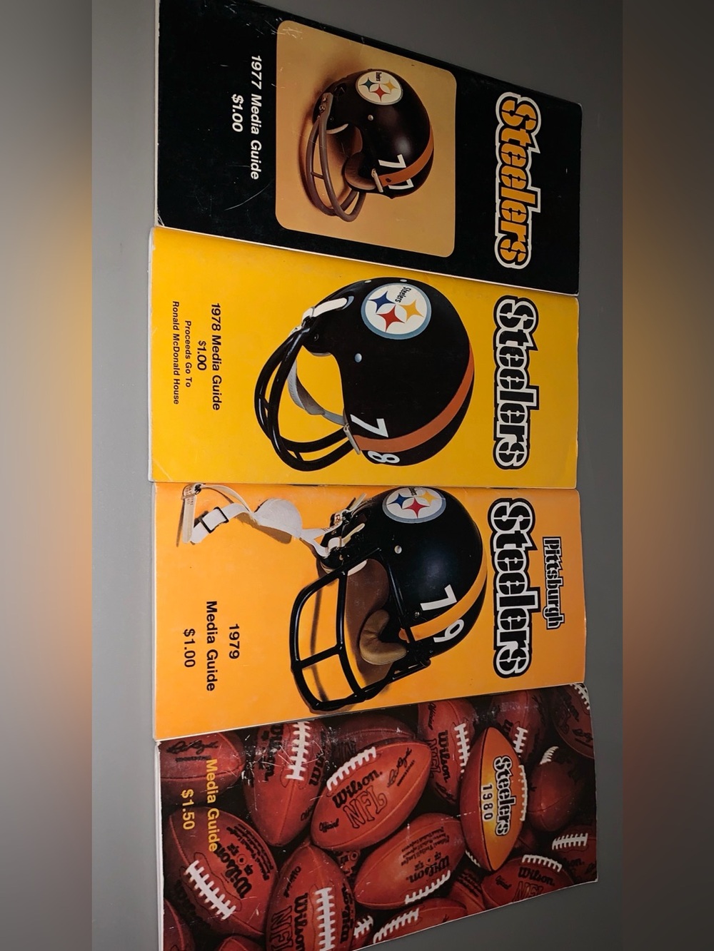 4 Rare 1977-1980 Pittsburgh Steelers Media Guides